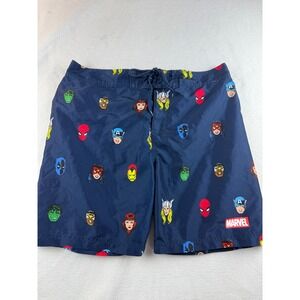 Marvel Comics Superhero Faces Swim Trunks Shorts Mens XL